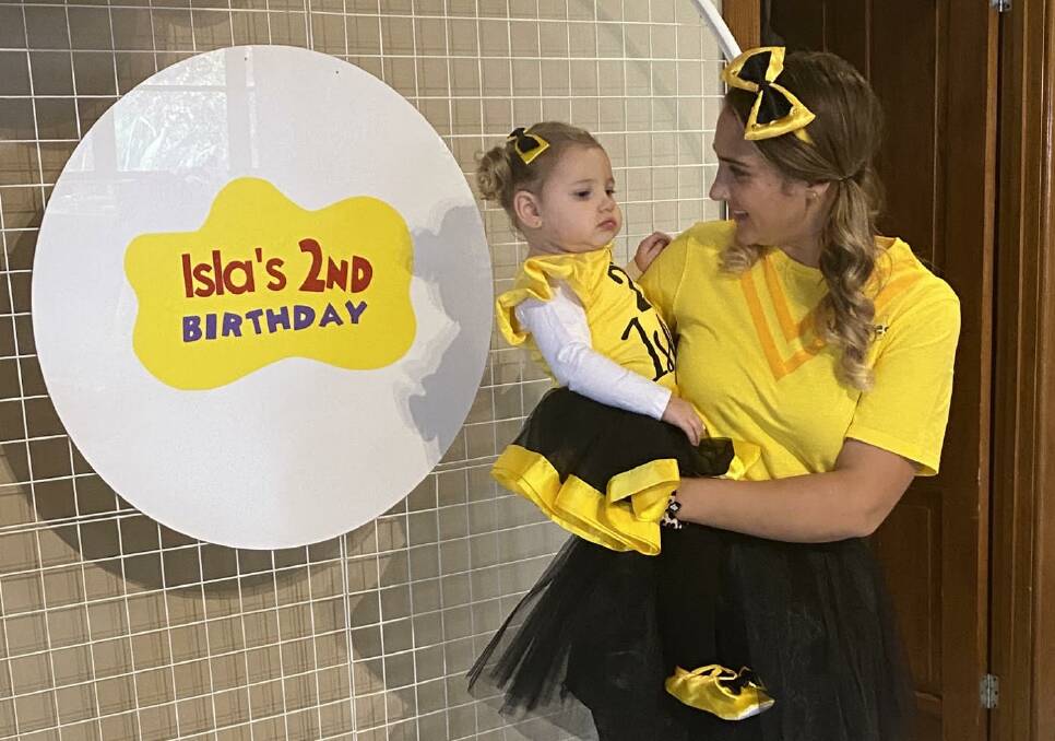 Isla and Nikita Hunter doing their best 'Emma Wiggle' impression at Isla's recent birthday party. Picture: Supplied 