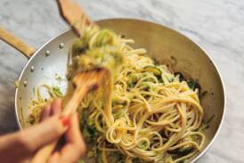 'My' spaghetti with zucchini and basil. Picture by Saghar Setareh