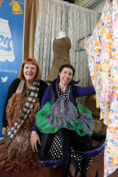 STITCHED UP: Lynne Sheedy and Lori Howlett are excited for this year's apron festival. Picture: Kate Healy 