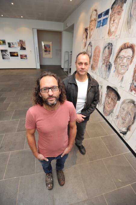 CHANGING CULTURE: Artist Dan Butterworth and survivor Peter Blenkiron at the launch of the exhibition. Picture: Lachlan Bence