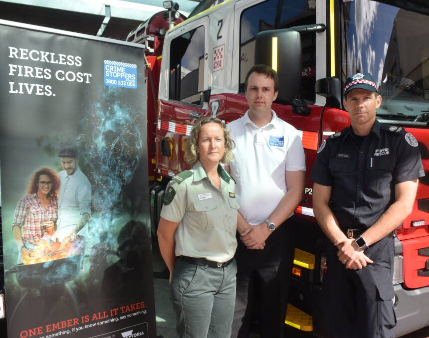 CUT IT OUT: Jasmine Filmer, Chris Pulmridge and Anthony Pearce are calling on the community to report arson. 