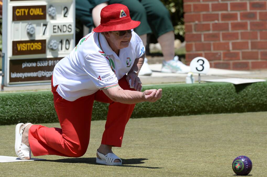SKILLED: Daylesford's Dot Bull in action during Ballarat District Bowls Division midweek pennant. Picture: Kate Healy