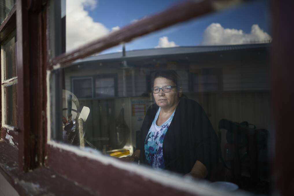 Wendouree mother Jen Bearham looks out of her kitchen window to where her car disappeared from her driveway during a burglary. Picture: Luka Kauzlaric
