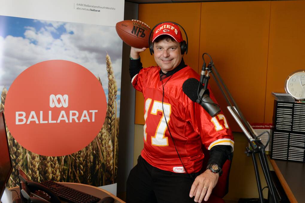 GAME FACE: ABC presenter Gavin McGrath aims to remain calm on Monday morning when his beloved Kansas City Chiefs play in the Super Bowl while he is live on air. Picture: Kate Healy