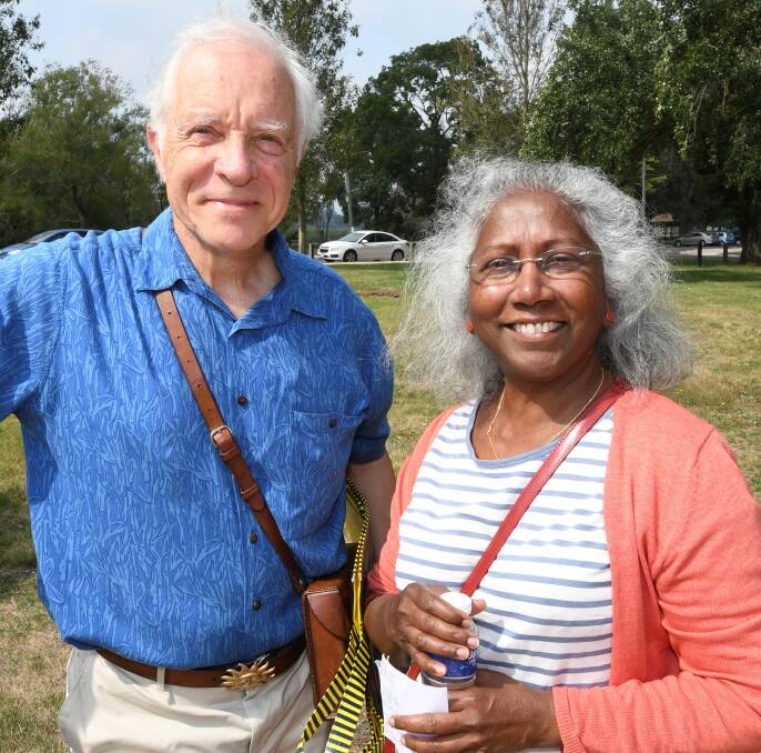 EXPLORE: Walter Butscher and Thana Narayana ready to walk and talk wetlands near Lake Wendouree.
