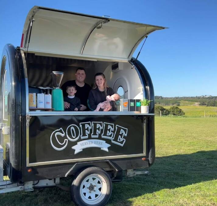 PERSPECTIVE: Monica Browne, with her husband Brandon Ward and their two children, is following her sister's lead and serving up coffees for a cause to give back more to the community and her young family. Picture: The Coffee Cart by Kombi for a Cause