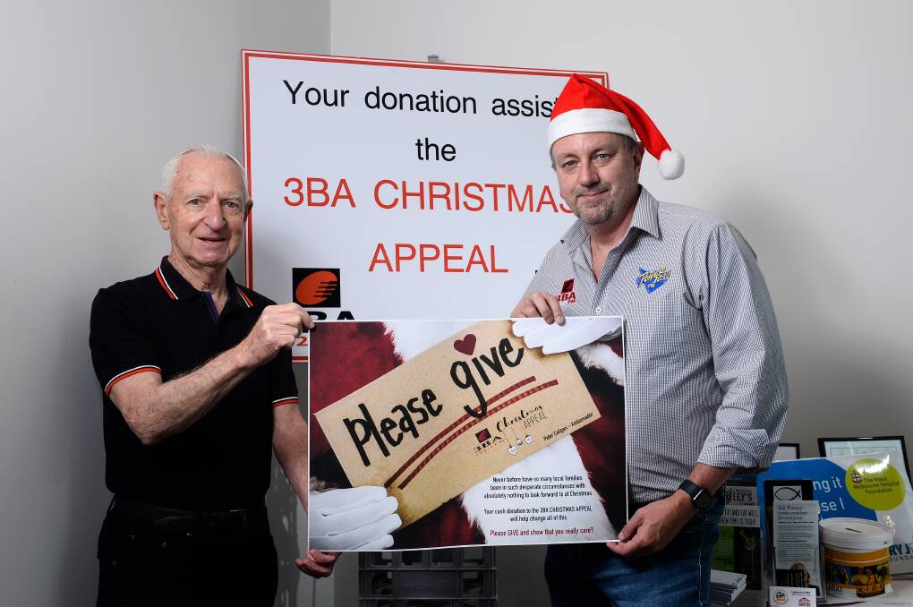 CALL-OUT: 3BA appeals ambassador Peter Caligari and Radio Ballarat general manager John Fitzgibbon are appealing for anyone who can help to give what they can for community need this Christmas. Picture: Adam Trafford