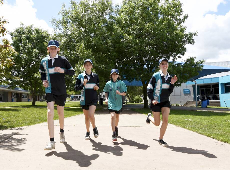 Woodmans Hill Secondary College students Ben, Mia, Hudson and Abby are leading the charge to Run for a Cause. Picture by Lachlan Bence