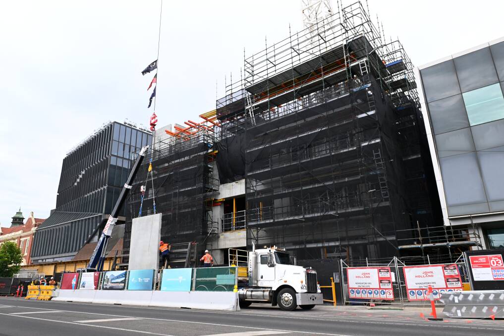 Even the $595 million Grampians Health Ballarat Base Hospital redevelopment, as seen on December 18 2023, is a changing beast in infrastructure terms. Picture by Adam Trafford
