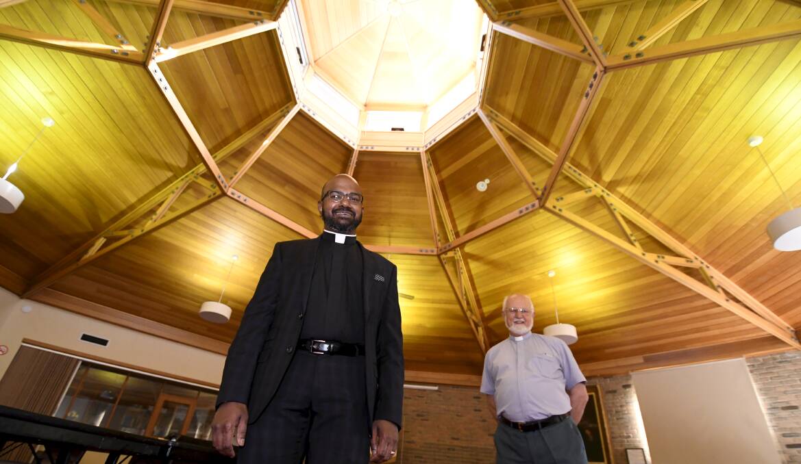 READY TO TALK: Anglican Church of Christ the King's Father Martin Nadarajan with associate clergy Mark Garner are ready to open the hall and discuss key community issues with pathways to best offer support. Picture: Lachlan Bence