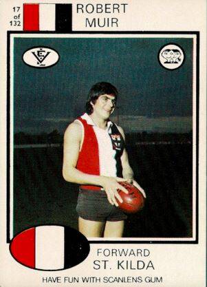 FOCUS: A 1975 St Kilda playing card featuring Robert Muir, who opened up this week about his ongoing struggles from racism in his playing days. Picture: ABC