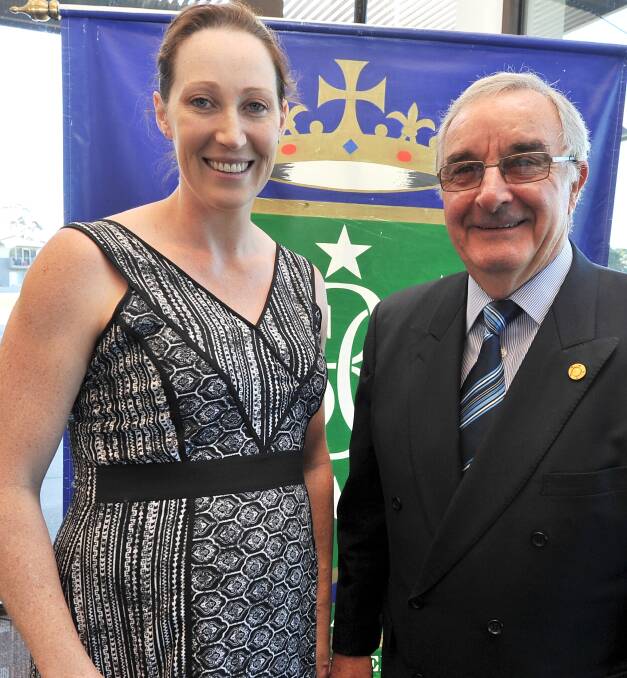 HEALTHY TALK: Olympian Jana Pittman, with Ballarat Sportsmen's Club secretary Bruce Valpied, wants to raise awareness of women's health. Picture: Lachlan Bence