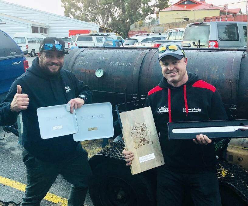 SMOKIN: Ballarat barbecuing duo Kris Gay and Michael Gravenall continue to impress judges with their American-style flavours. Picture: Blue Smoke Barbecue, Facebook