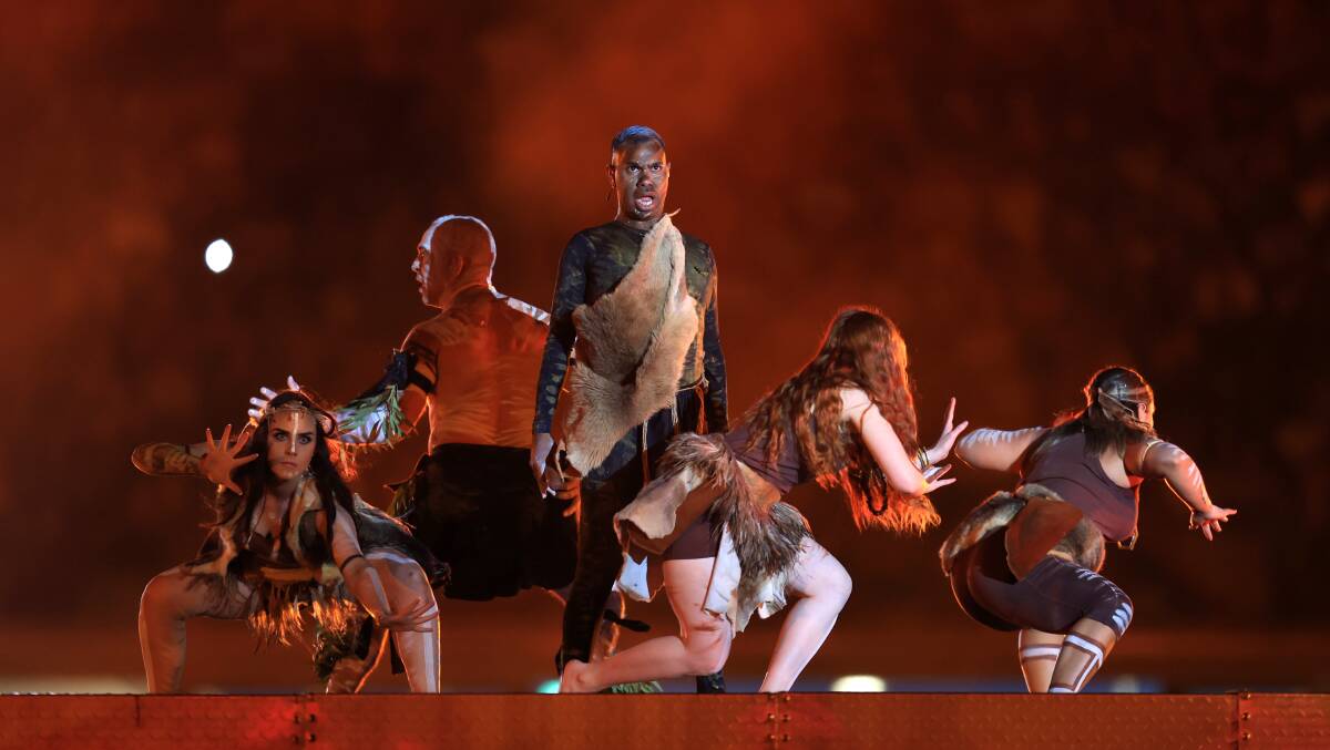 ACTION: Australian dancers, including Ballarat's Macaylah Johnson (far left) perform during the Birmingham 2022 Commonwealth Games Closing Ceremony at Alexander Stadium on Tuesday morning (Ballarat time). Picture: Alex Pantling, Getty Images