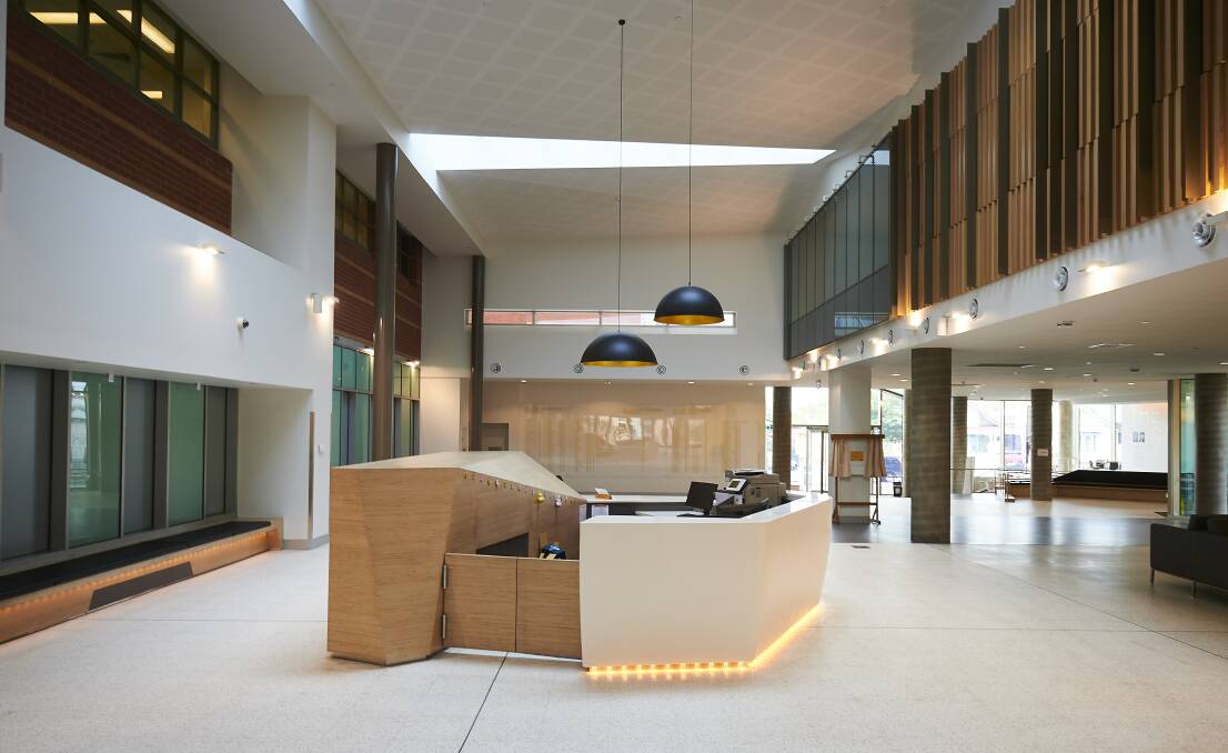 THE NEW: Foyer to the hospital's Gardiner-Pittard building, which opened February last year. Picture: Luka Kauzlaric