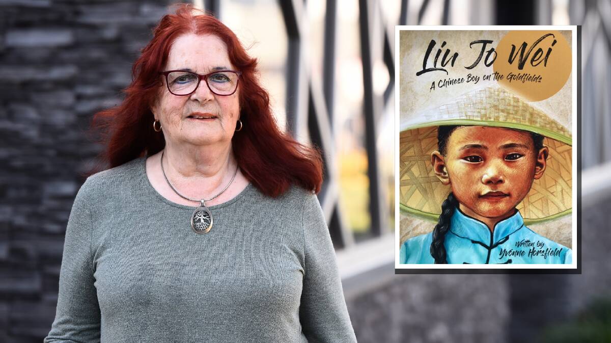 Author Yvonne Horsfield continues to document her family's Chinese stories in Ballarat with a children's book that carries a universal message, Liu Jo Wei. Picture by Adam Trafford, inset book cover.