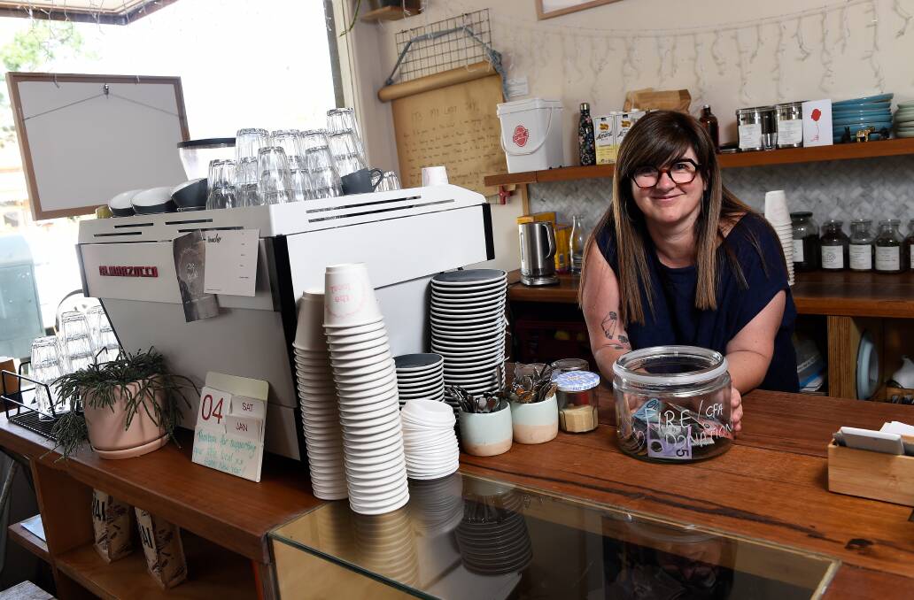 GIVING: The Local's Tracey Simmonds is collecting spare change this weekend for bushfire relief efforts. The Local raised $1000 from coffees sold for bushfire relief on Saturday. Picture: Adam Trafford
