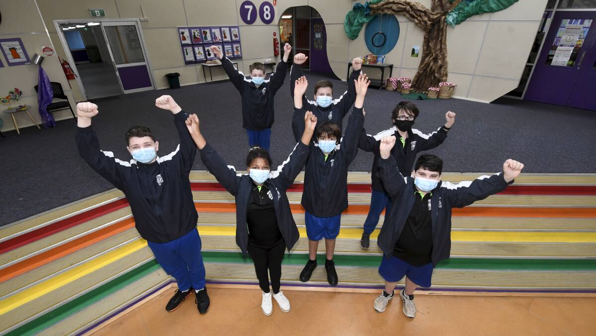 TOGETHER: The entire cohort of Sebastopol Primary School's 12-year-old pupils have been vaccinated against COVID. Why haven't you? Picture: Lachlan Bence