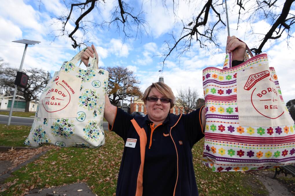 ENGAGING: FoodWorks' Sam Blanchard has introduced Boomerang Bags into the Buninyong supermarket and has a whole town talking about reducing, reusing and recycling. Picture: Lachlan Bence