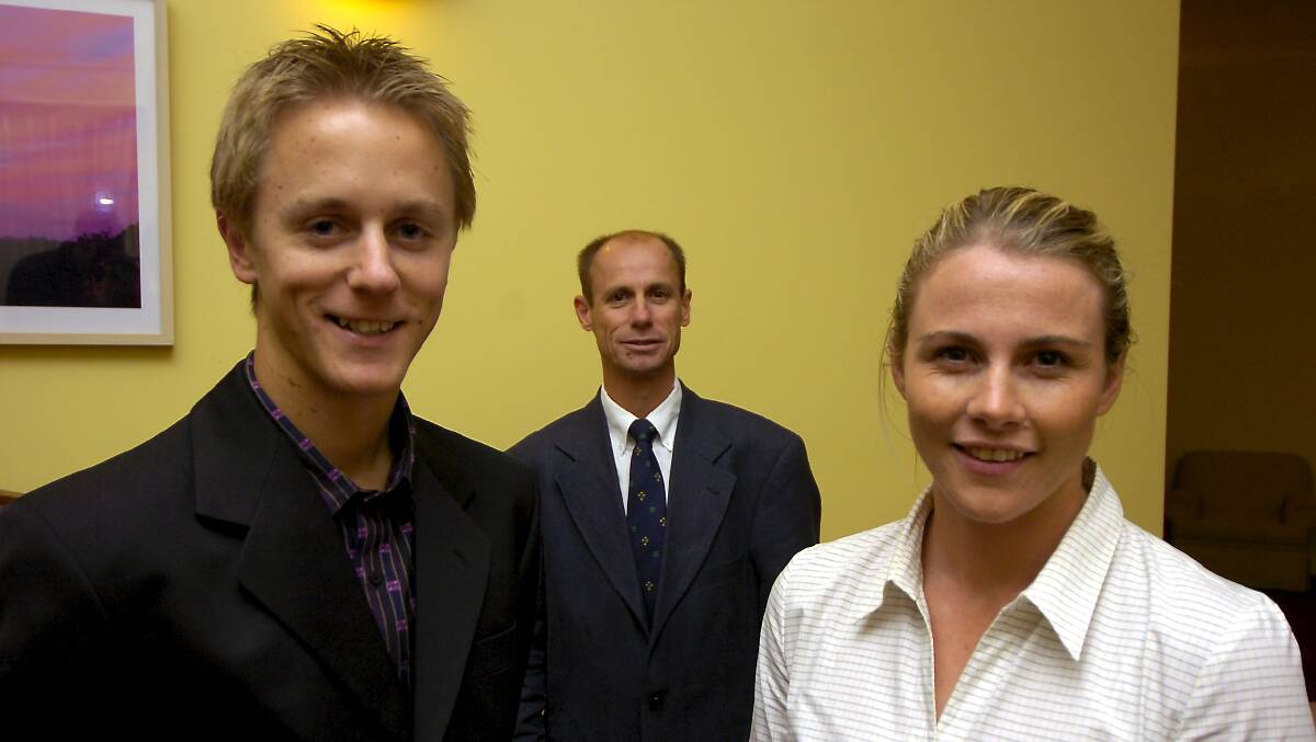 LEGACY: Olympian Steve Moneghetti (centre) with rising Ballarat athletes Jared Tallent and Kathryn Mitchell in 2006, well before their Olympic debuts.