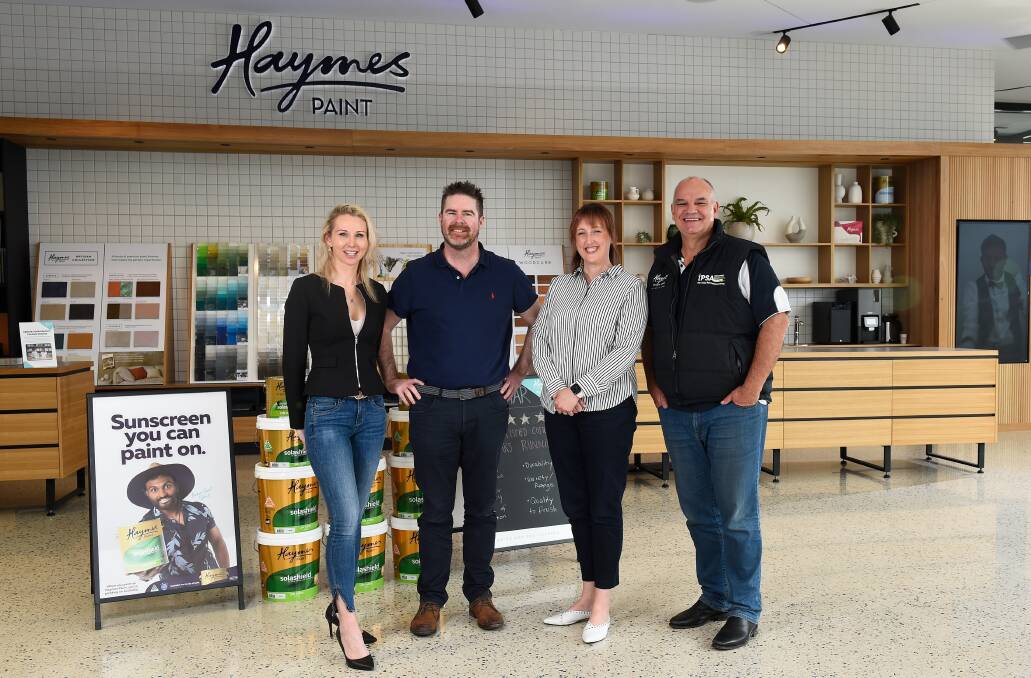 Teaming up to better equip sporting clubs with mental health supports is Enhance to Empower general manager Stacey Burlund, chairman David Sproules, administrator Fiona Ryan and key partner, Haymes Paint director Matt Haymes. Picture by Adam Trafford