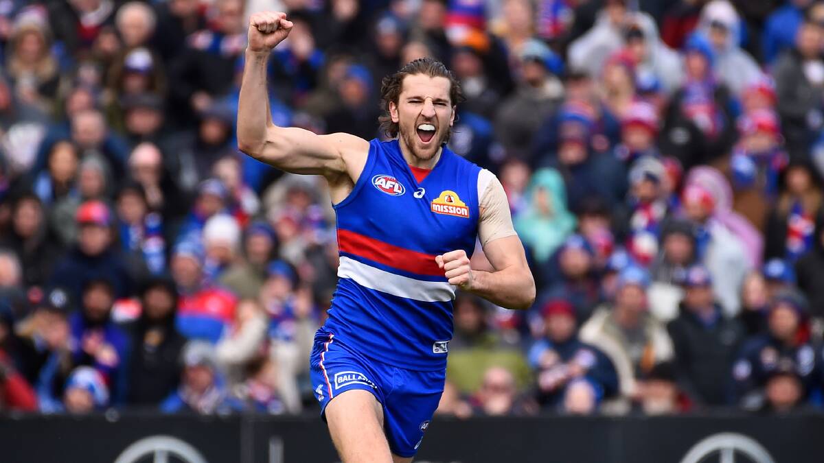 CELEBRATE: Bulldogs star Marcus Bontempelli was a strong performer on Mars. Picture: Adam Trafford