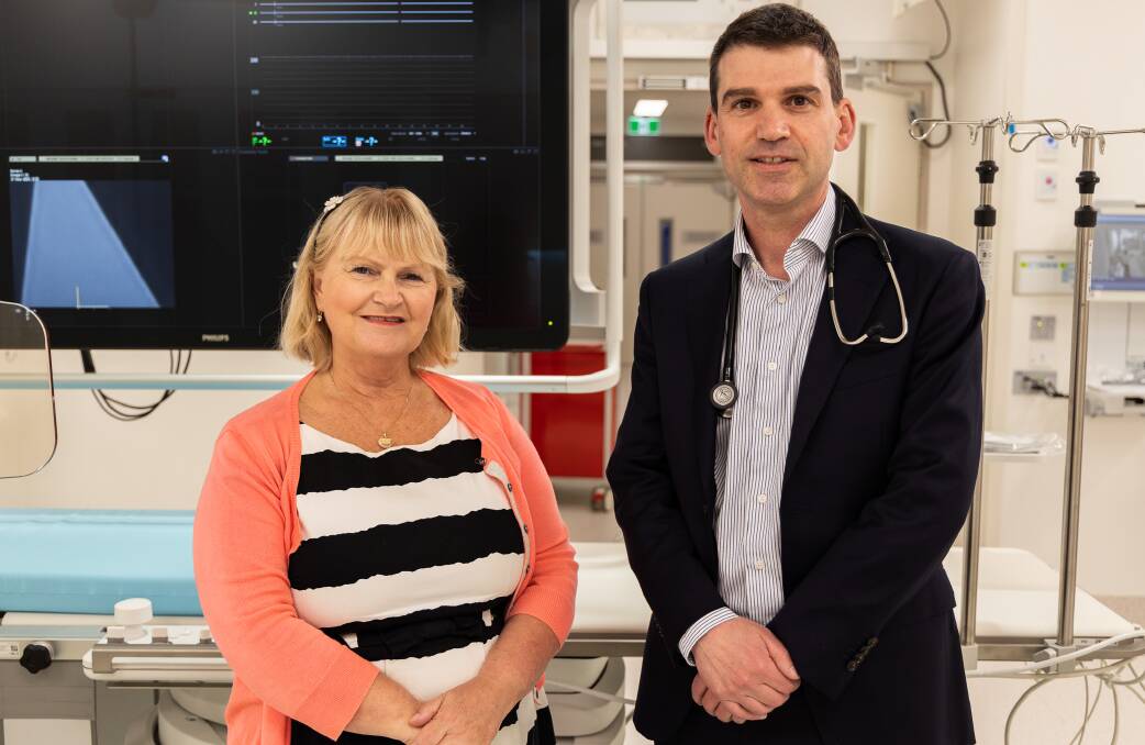 St John of God Ballarat Hospital chief executive officer Maria Noonan and Dr Chris Hengel, who has performed the first procedure in the new Cath Lab in the hospital redevelopment. Picture courtesy St John of God Ballarat