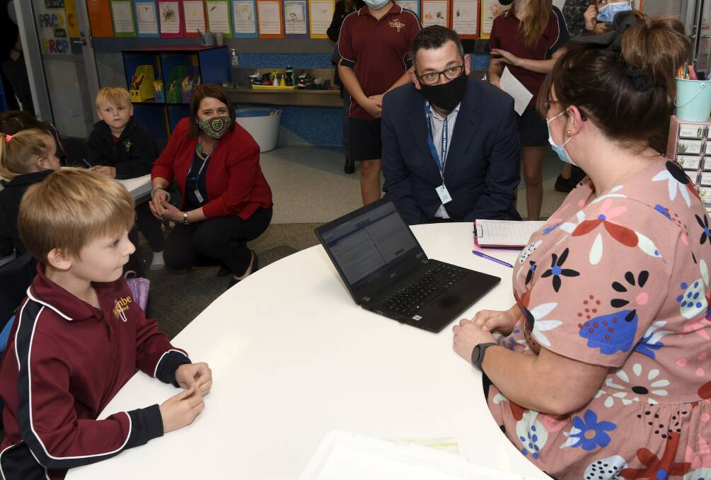 CLASS: Victorian Premier Daniel Andrews visits Delacombe Primary School late last year. Picture: Lachlan Bence