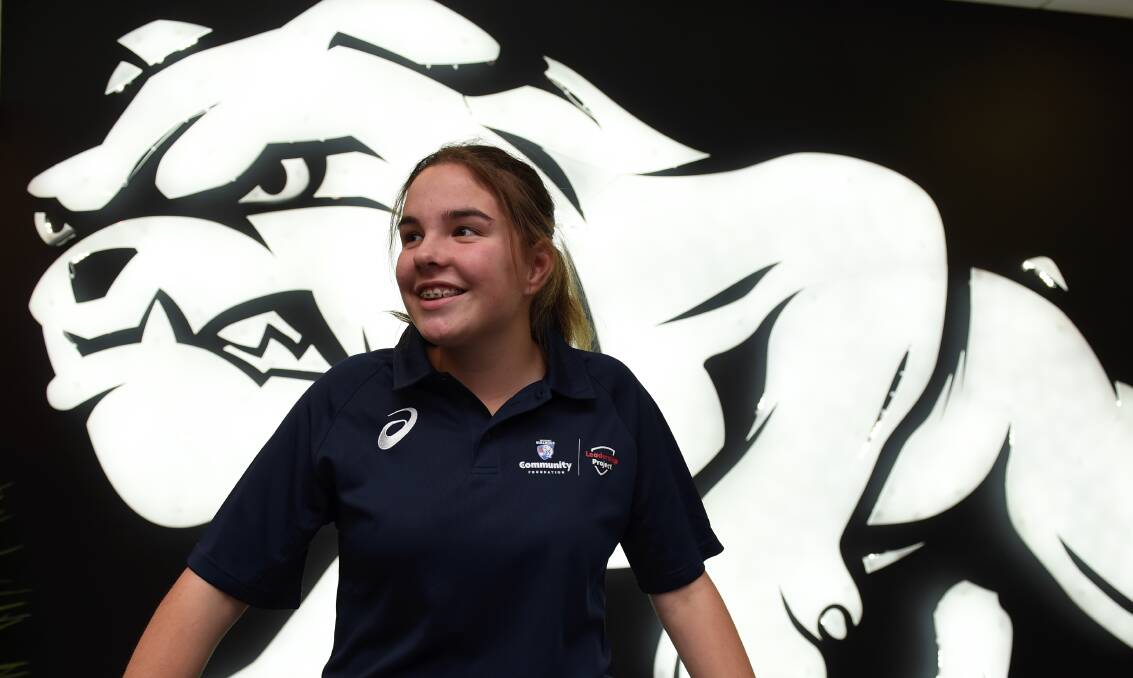 Hannah Farhall, 14, is part of Western Bulldogs Leadership Project for Ballarat youth. The club is expanding its community projects to a women's health initiative. Picture: Lachlan Bence
