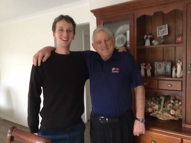 DETAILS: Actor Toby Blome with Major Bill 'Yank' Akell in his Ballarat home.