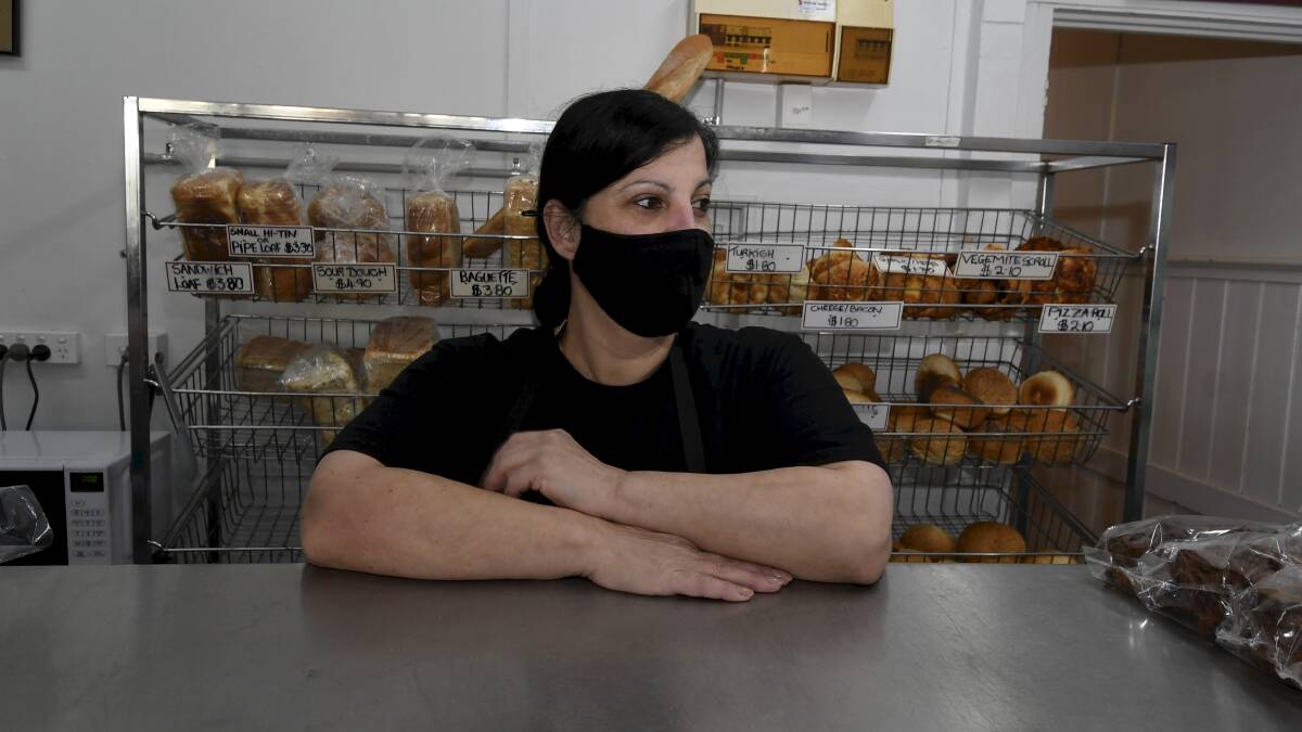 ADAPTING: Ballan Bakery's Lisa Perugini had to swap to cash and limited supplies after widespread outages in town. Picture: Lachlan Bence