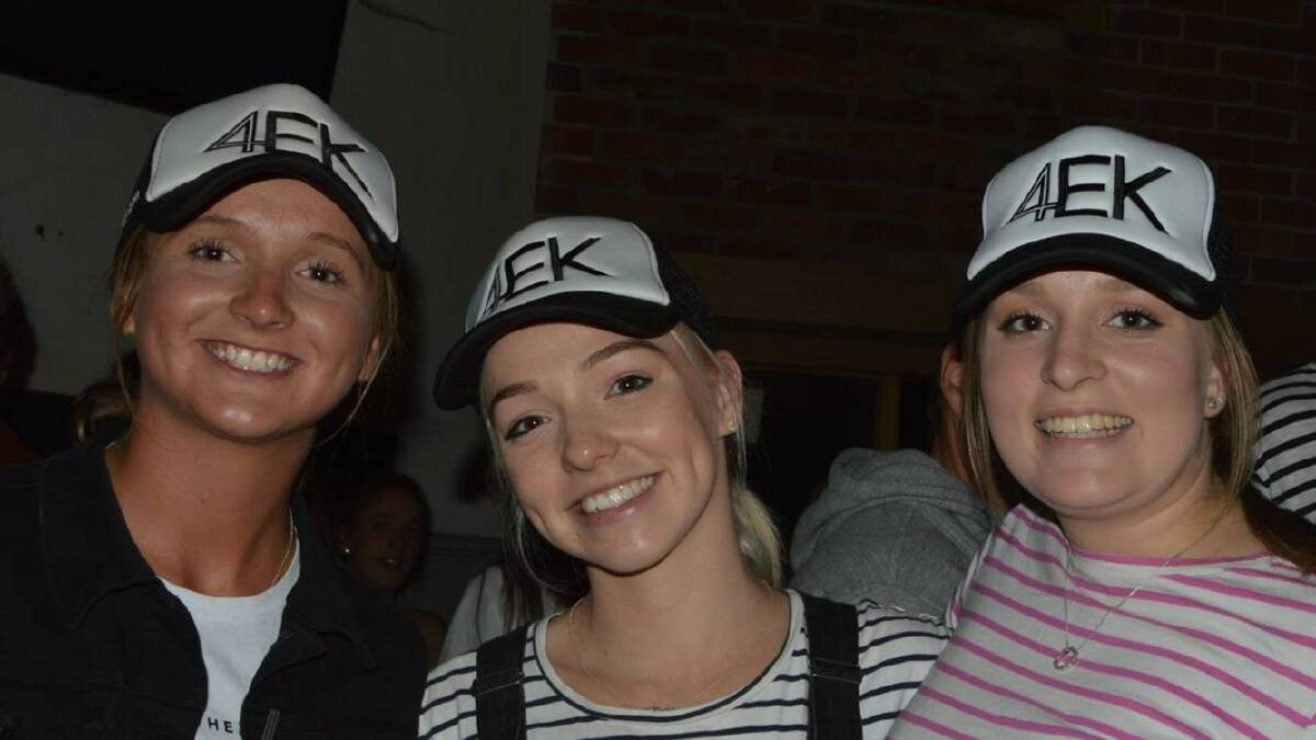 PROUD: Maggie Prendergast, Lashae Plover and Meg Miller wear their 4EK caps at the Shamrock fundraiser for meningococcal awareness. Click on the photo to read more