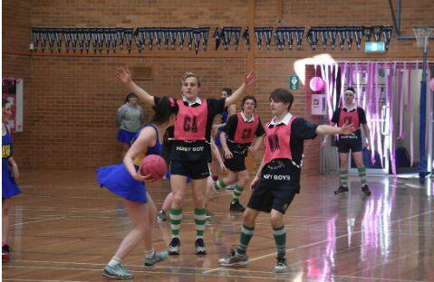 Action from the annual St Patrick's College-Loreto pink netball match on Friday.