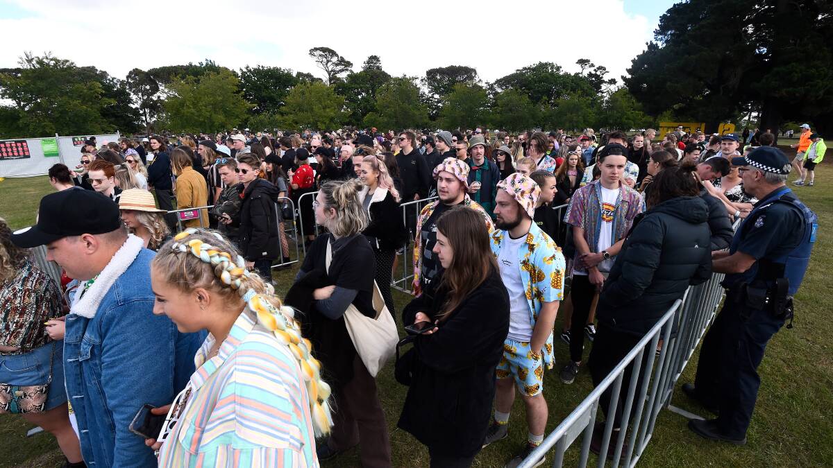 Festival-goers pour into Spilt Milk on Saturday morning. Picture: Adam Trafford