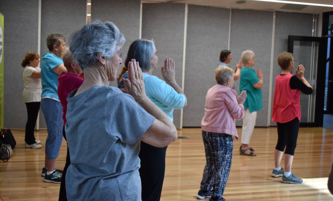 Millicent Reed works through Tai Chi in Ballarat Community Health's seniors exercise class at the Lucas centre. Picture: Ballarat Community Health