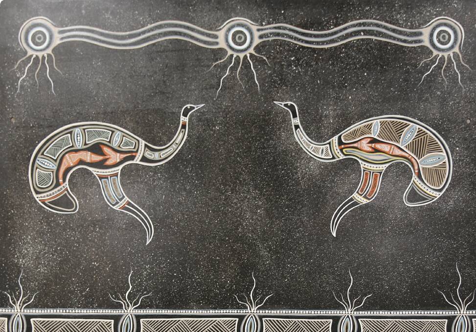 GLIMPSE: Part of a piece on the Koori art trail in Langi Kal Kal, which has inspired a new Koori Arts Trail, in the nearby Beaufort community, to be developed about Beaufort Lake.
