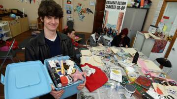 NEW PURPOSE: Ballarat Action Climate Co-Op's Marco Pasakos says upcycling is not only about functionality but drawing on creativity and fun, too. Picture: Lachlan Bence