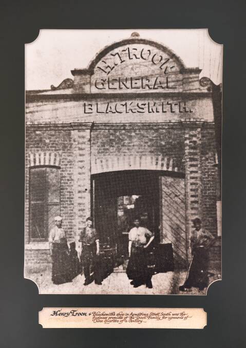 THIS READS: Henry Troon. Blacksmith shop in Armstrong Street South was the business premises of the Troon family for upwards of three quarters of a century.