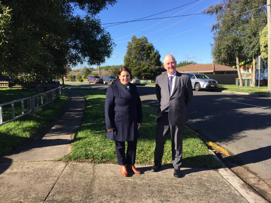 ON SITE: Wendouree MP Juliana Addison and Victorian Housing Minister Richard Wynne visit Leawarra Crescent in the Delacombe social housing estate on Monday.