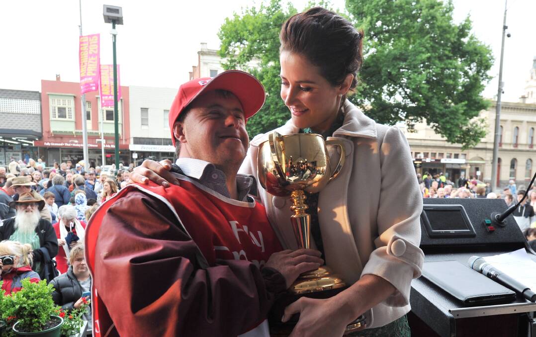 Melbourne Cup celebration at the Town Hall.
Stevie Payne and Michelle Payne.
Picture Lachlan Bence.