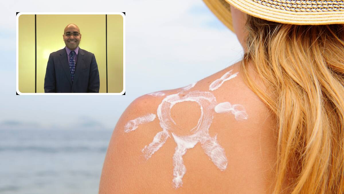 WARNING: Ballarat oncologist Vishal Boolell (inset) is urging people to skin check family and friends you might not have seen for awhile and to be sunsmart this summer. He sees too many of the worst effects of sun damage.