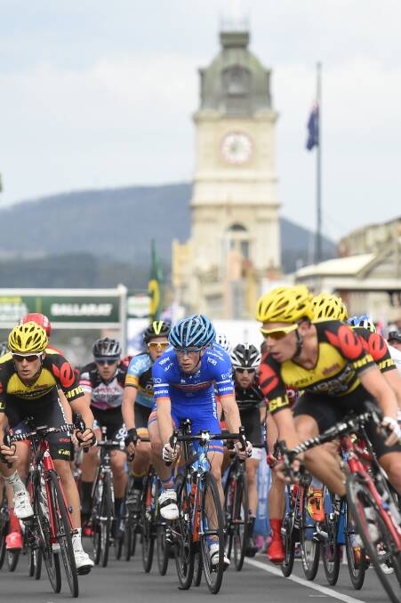 PROUD: Pat Shaw (in blue), in action on the Sturt Street criterium, says event exposure is growing and there was so much scope to promote all Ballarat has to offer.