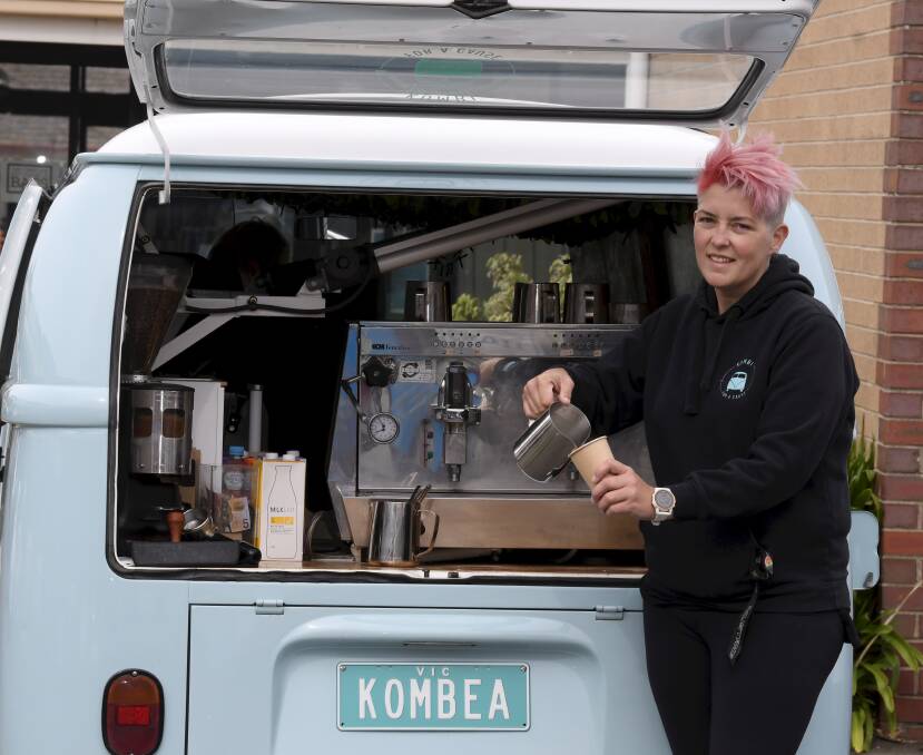 SERVICE: Kyllie Garrett is ready to serve takeaway Anzac Day coffee from her iconic Kombi with 50 per cent of profits to support Ballarat RSL. Picture: Lachlan Bence