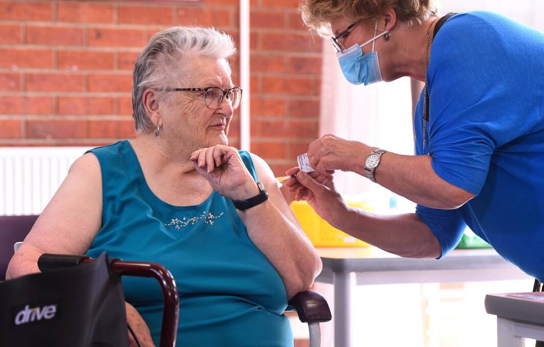 PROTECT: Joan Armstrong is one of Ballarat's first residents to get a COVID-19 vaccination. Picture: Adam Trafford