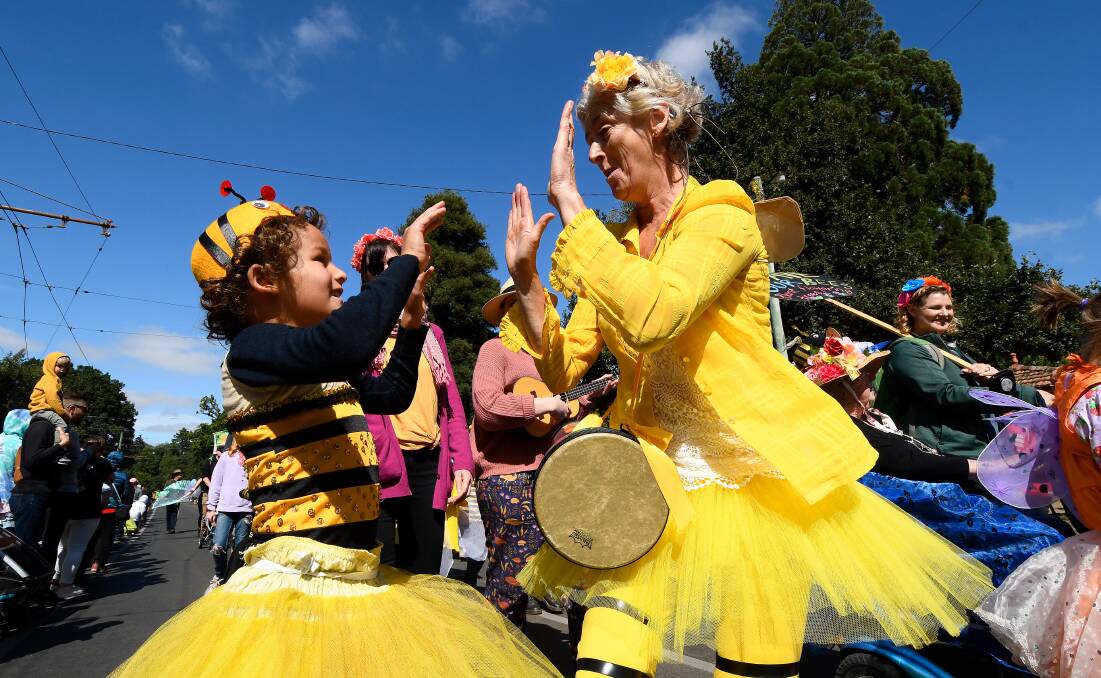 BRIGHT: Ballarat Steiner School bee-ing happy in the parade.