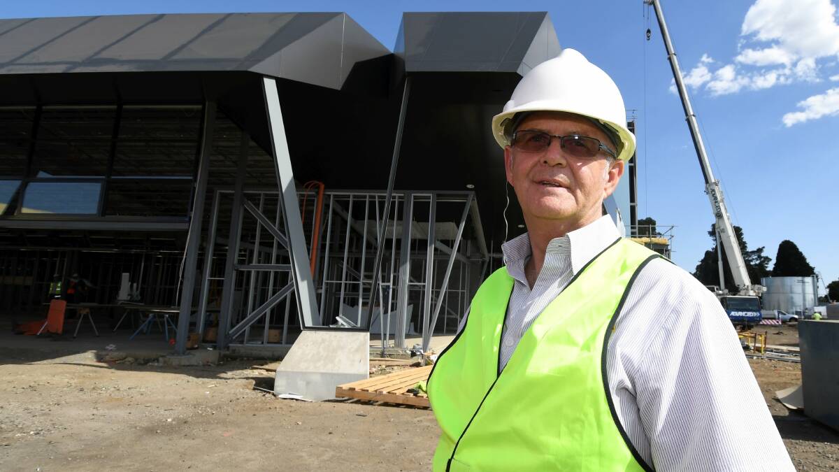 Peter Eddy outside construction for Ballarat Sports and Events Centre in February, 2019. Picture: Lachlan Bence