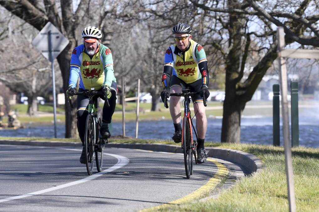 PAIRING-UP: Saxons cyclists have been riding in pairs while bunches have been banned. Picture: Lachlan Bence