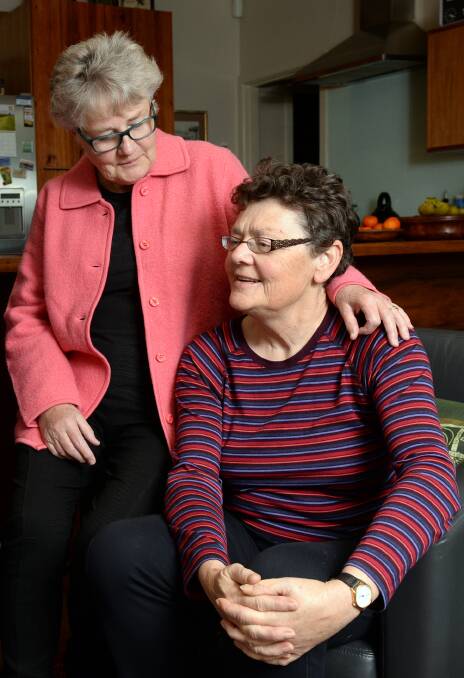 SUPPORT: Anne Tudor with her partner Edie Mayhew, who has early on-set dementia and is now in residential care. 