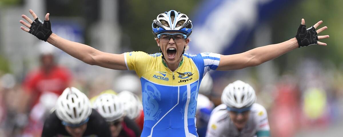 PUMPED: Dual Australian criterium champion Kimberley Wells said the tough course treated her "like a punching bag" in her winning ride last summer. Picture: Justin Whitelock