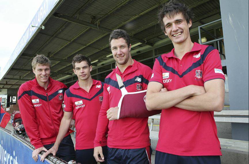 LOYAL: James Frawley (second from right) returns to Northern Oval with fellow Ballarat Demons Tom McDonald, Dan Nicholson and Lucas Cook in 2011.
